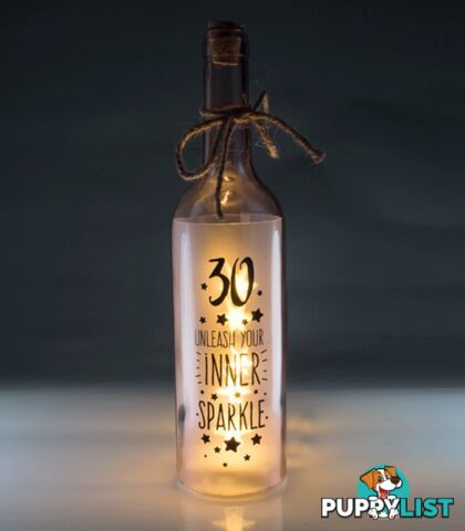 30th Birthday Wishlight Bottle - 30 Unleash Your Inner Sparkle