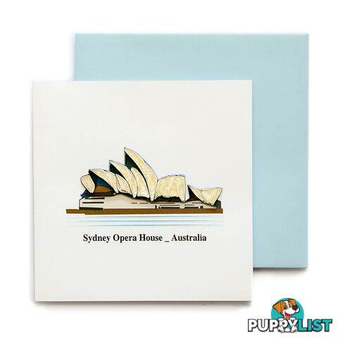 Quilling Handcrafted Card - Sydney Opera House 15 x 15 cm - Quilling Paradise