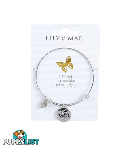 Personalised Bangle with Silver Charm â Butterfly Motif