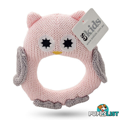 ES Kids - Pink Knitted Owl Ring Rattle