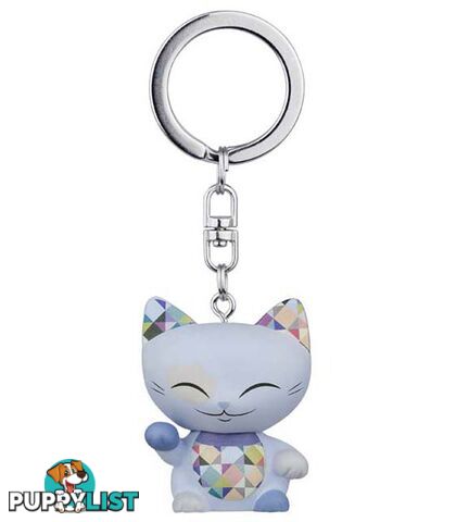 Mani The Lucky Cat Keychain â Light Blue Violet