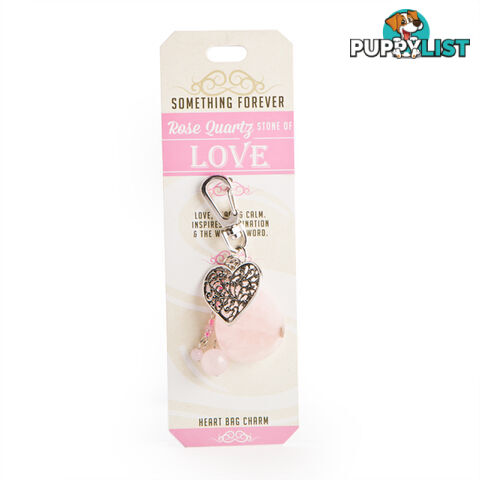 Something Forever â Rose Quartz Heart Bag Charmâ Stone of Love - 5099563119217