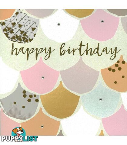 Blush Greeting Card with Gems â Happy Birthday