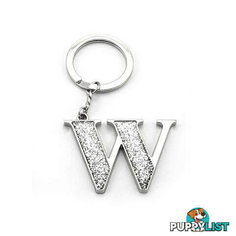 Whitehill Silver Glitter Initial Keyring W