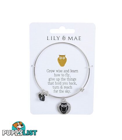 Personalised Bangle with Silver Charm â Owl Motif