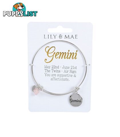 Personalised Bangle with Silver Charm â Gemini