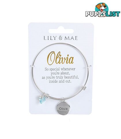 Personalised Bangle with Charm â Olivia