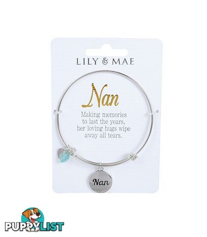 Personalised Bangle with Silver Charm â Nan