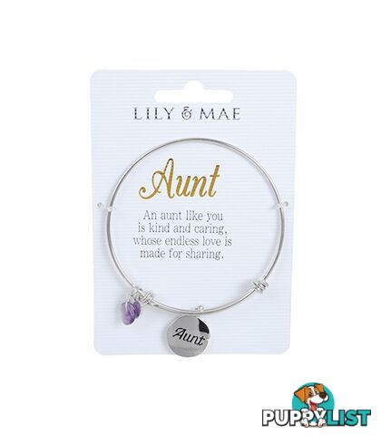 Personalised Bangle with Silver Charm â Aunt