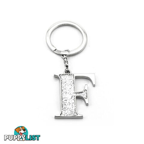 Whitehill Silver Glitter Initial Keyring F