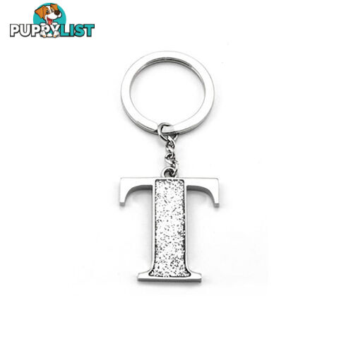 Whitehill Silver Glitter Initial Keyring T