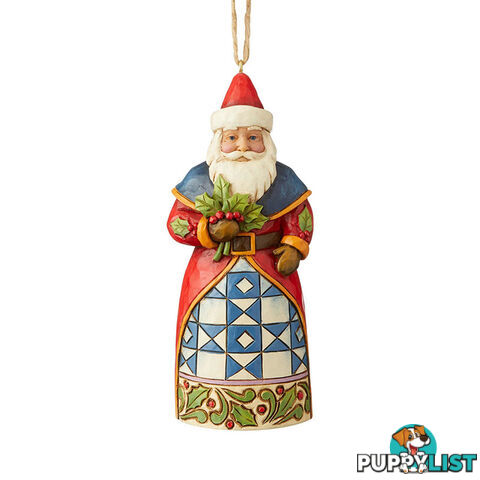 Heartwood Creek Classic - Santa With Holly Hanging Ornament