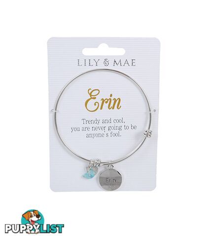 Personalised Bangle with Silver Charm â Erin