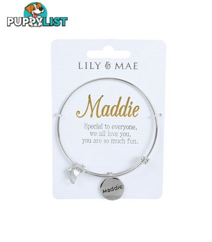 Personalised Bangle with Silver Charm â Maddie