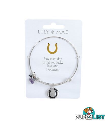 Personalised Bangle with Silver Charm â Horseshoe Motif