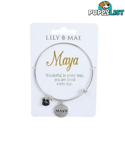 Personalised Bangle with Silver Charm â Maya