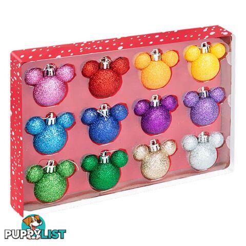 Disney Christmas Rainbow Glitter Baubles Set Of 12 - Widdop - 5017224907973