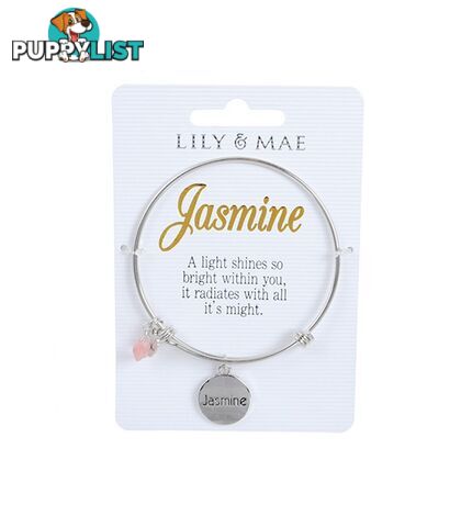 Personalised Bangle with Silver Charm â Jasmine