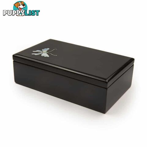 Lacquer Painting Rectangle Trinket Box - Butterfly 20cm