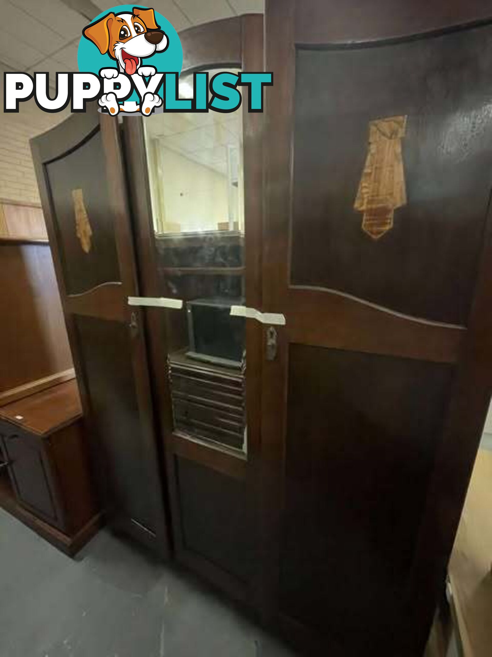 Vintage art deco wardrobe with bevelled mirror - Embleton,Perth