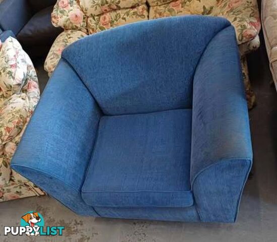 Extra Large very comfortable blue single lounge chair.