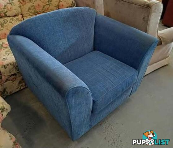Extra Large very comfortable blue single lounge chair.