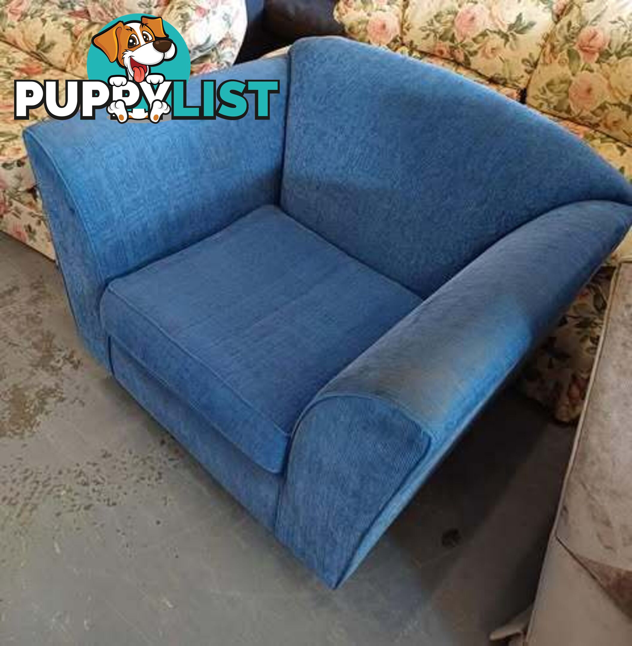 Extra Large very comfortable blue single lounge chair.