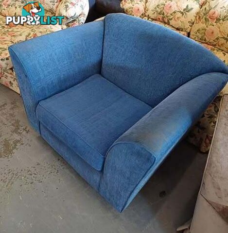 Extra Large very comfortable blue single lounge chair.
