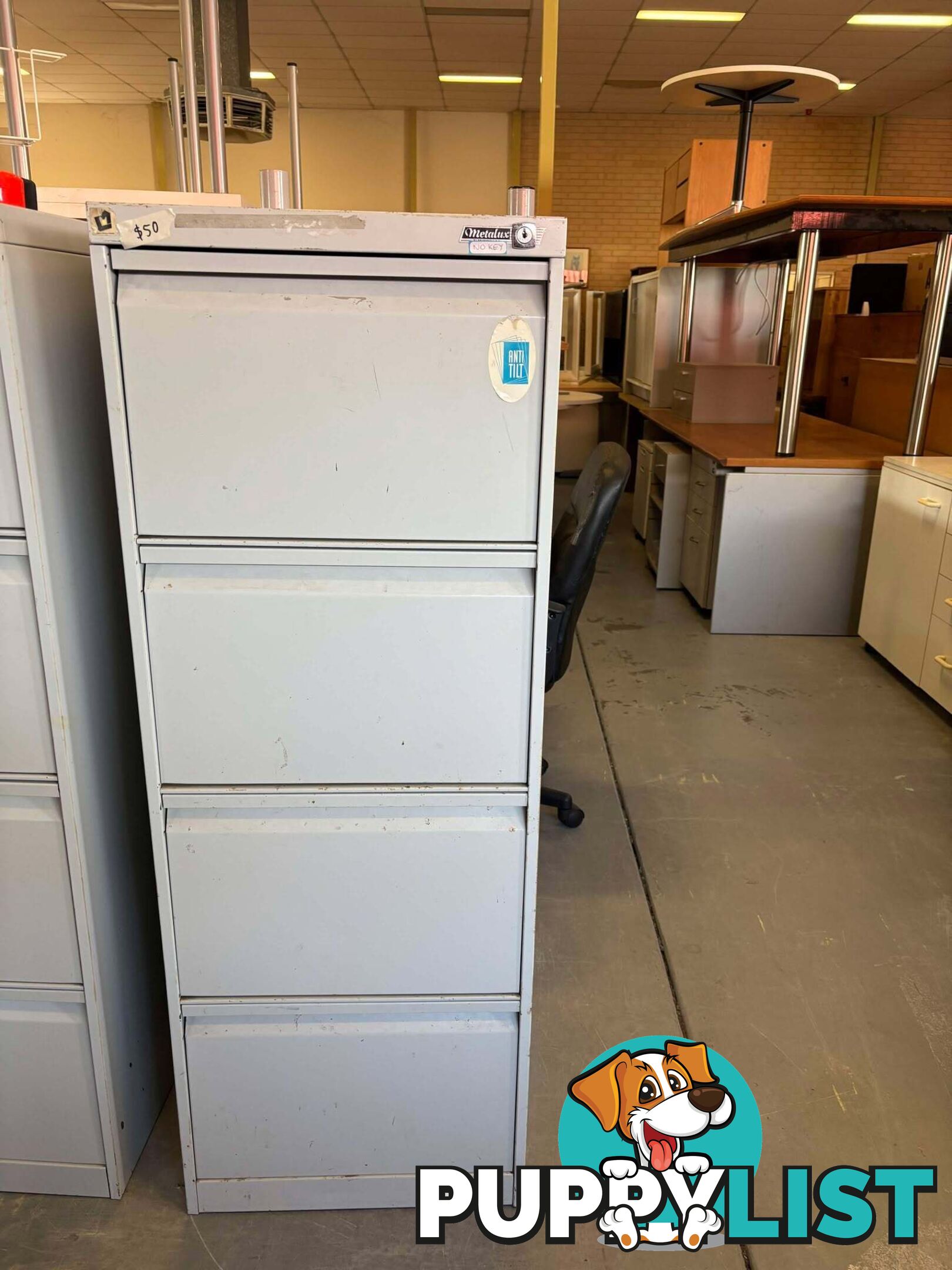 4-Drawer Vertical Filing Cabinet- NO KEY