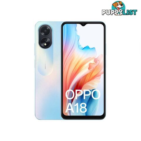 OPPO A18 6.56in HD+ LCD Sunlight Display Nano SIM 4GB RAM 128GB Phone - Glowing Blue