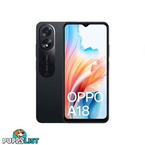 OPPO A18 6.56in HD+ LCD Sunlight Display Nano SIM 4GB RAM 128GB Phone - Glowing Black