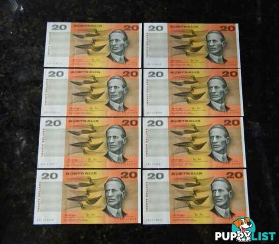 Australian Bank Notes $20 AUNC Consecutive