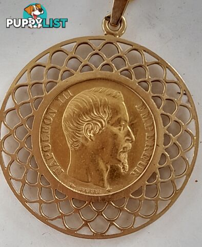 Gold Necklace with Napoleon III 20 Franc Coin