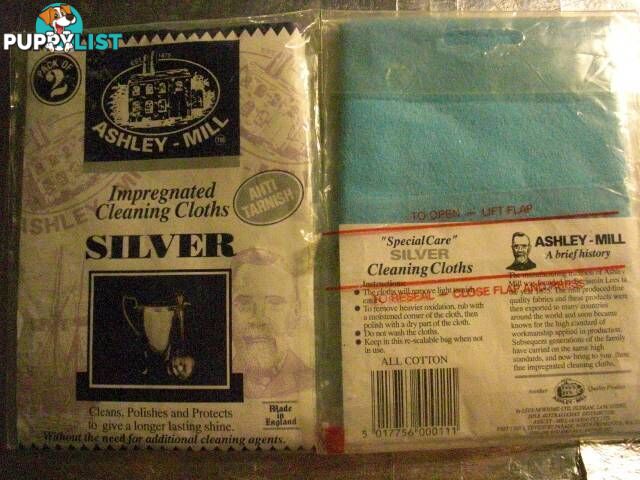 ASHLEY MILL IMPREGNATED CLEANING CLOTHS FOR SILVER ENGLAND MADE..