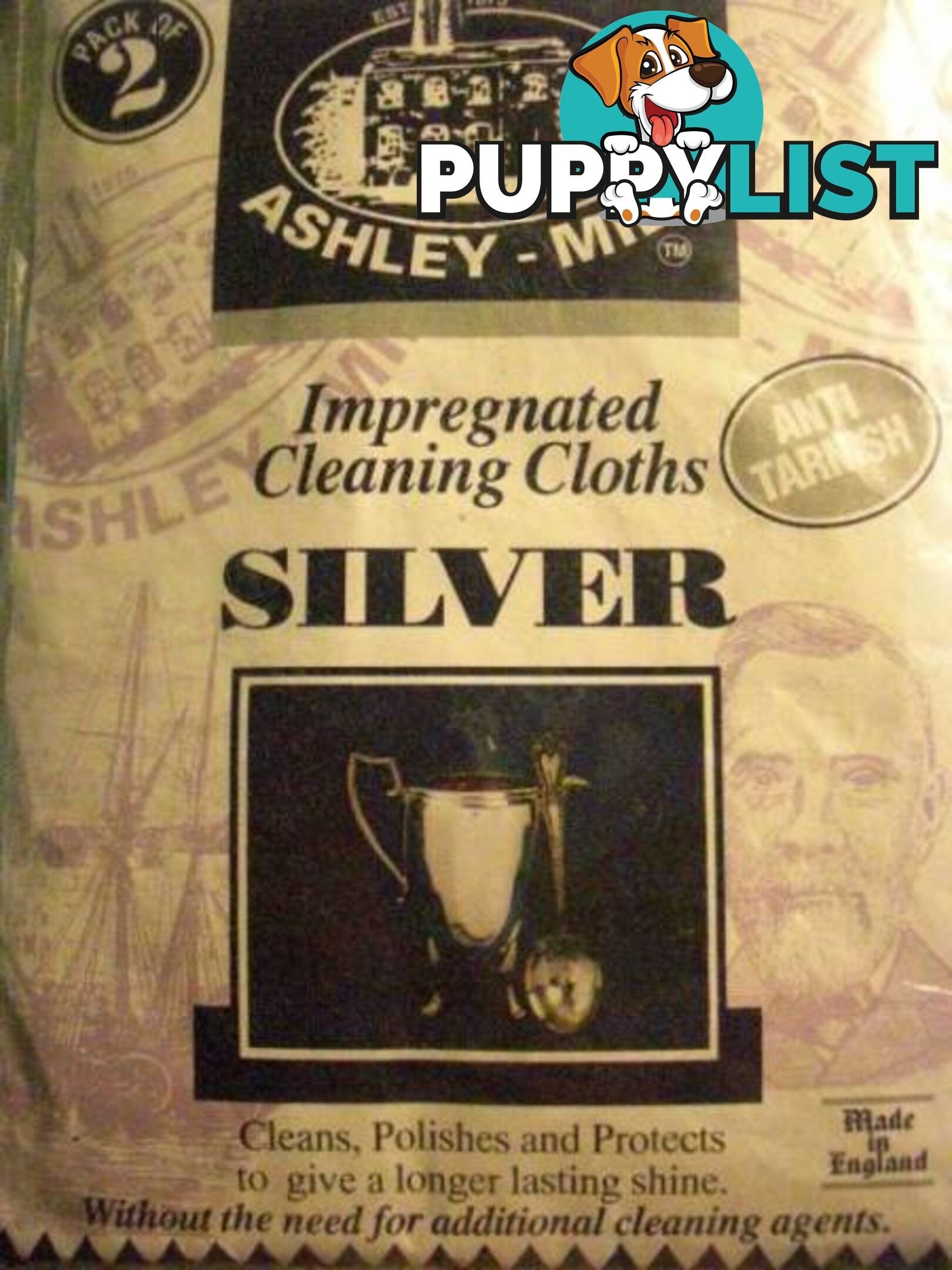 ASHLEY MILL IMPREGNATED CLEANING CLOTHS FOR SILVER ENGLAND MADE..