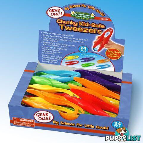 Chunky Kid-Safe Tweezers - Display 24 pcs - Maxitronix