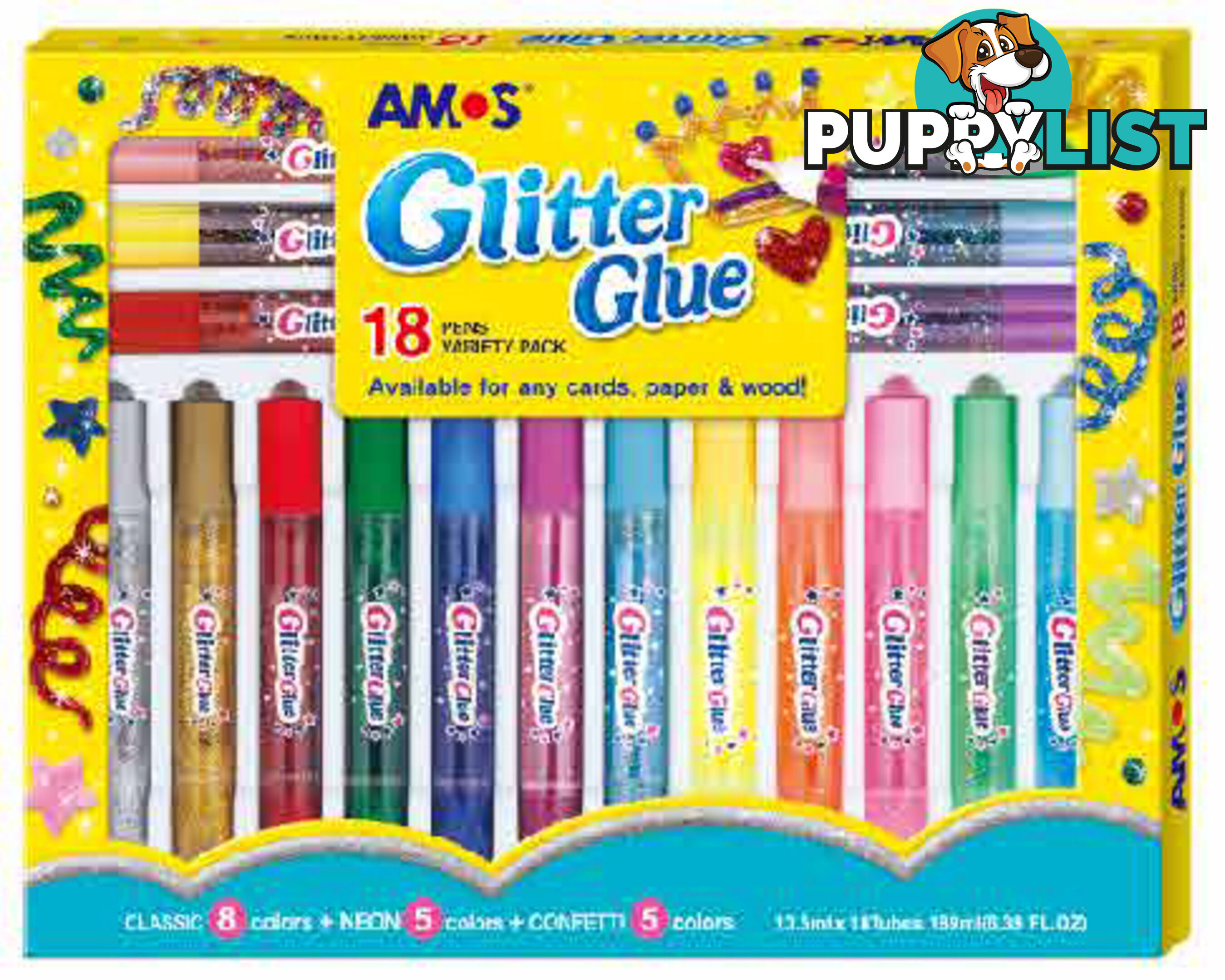 Glitter Glue 18pk Amos - Amos - 8802946006540