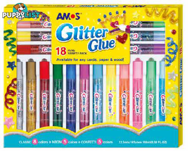 Glitter Glue 18pk Amos - Amos - 8802946006540