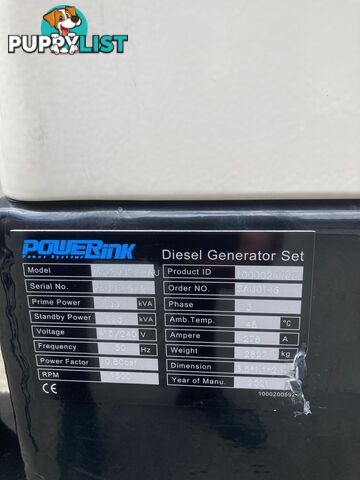 NEW 220kVA standby 3PH Powerlink enclosed generator model WPS200BS-AU