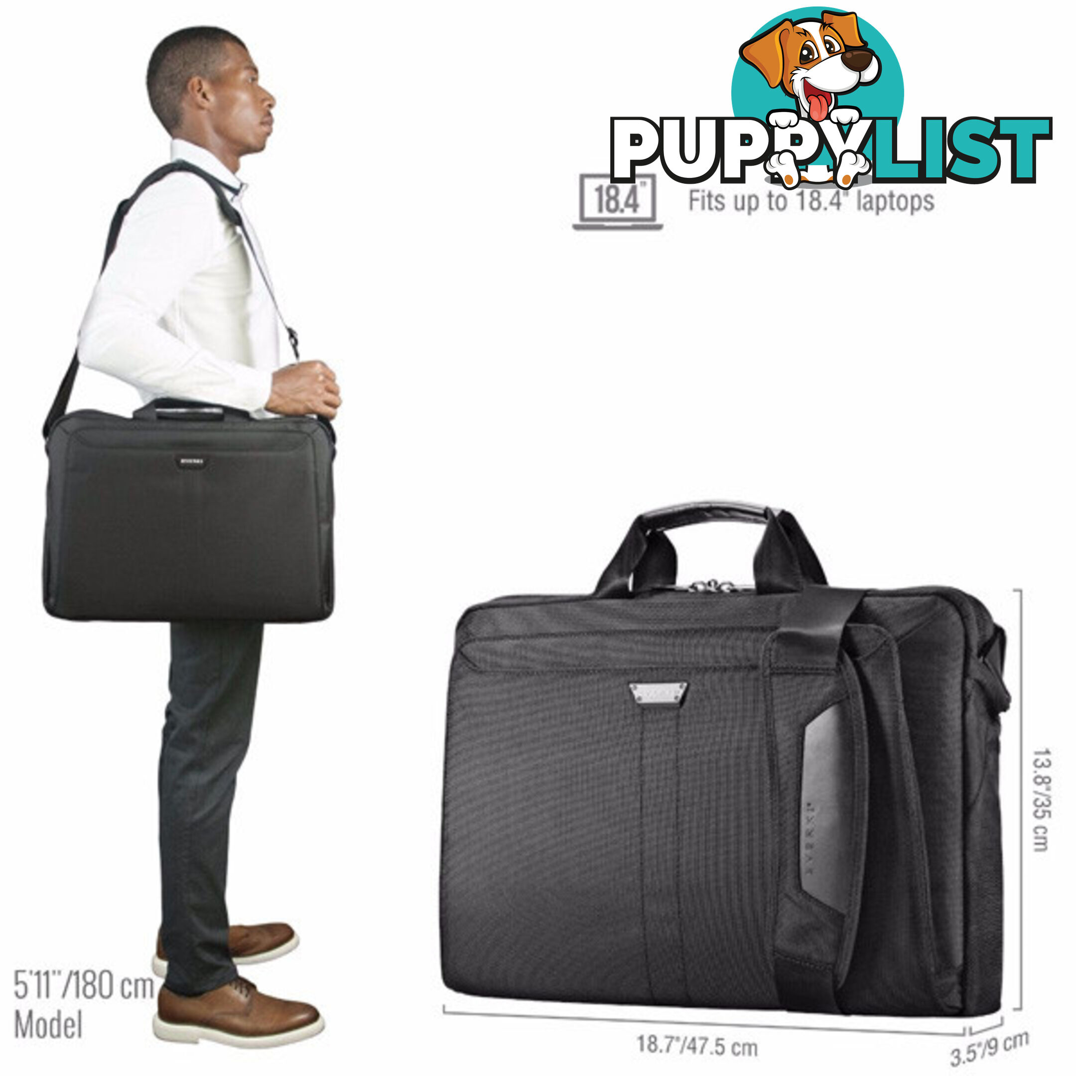 Everki Lunar Laptop Bag Briefcase 18.4" EKB417BK18