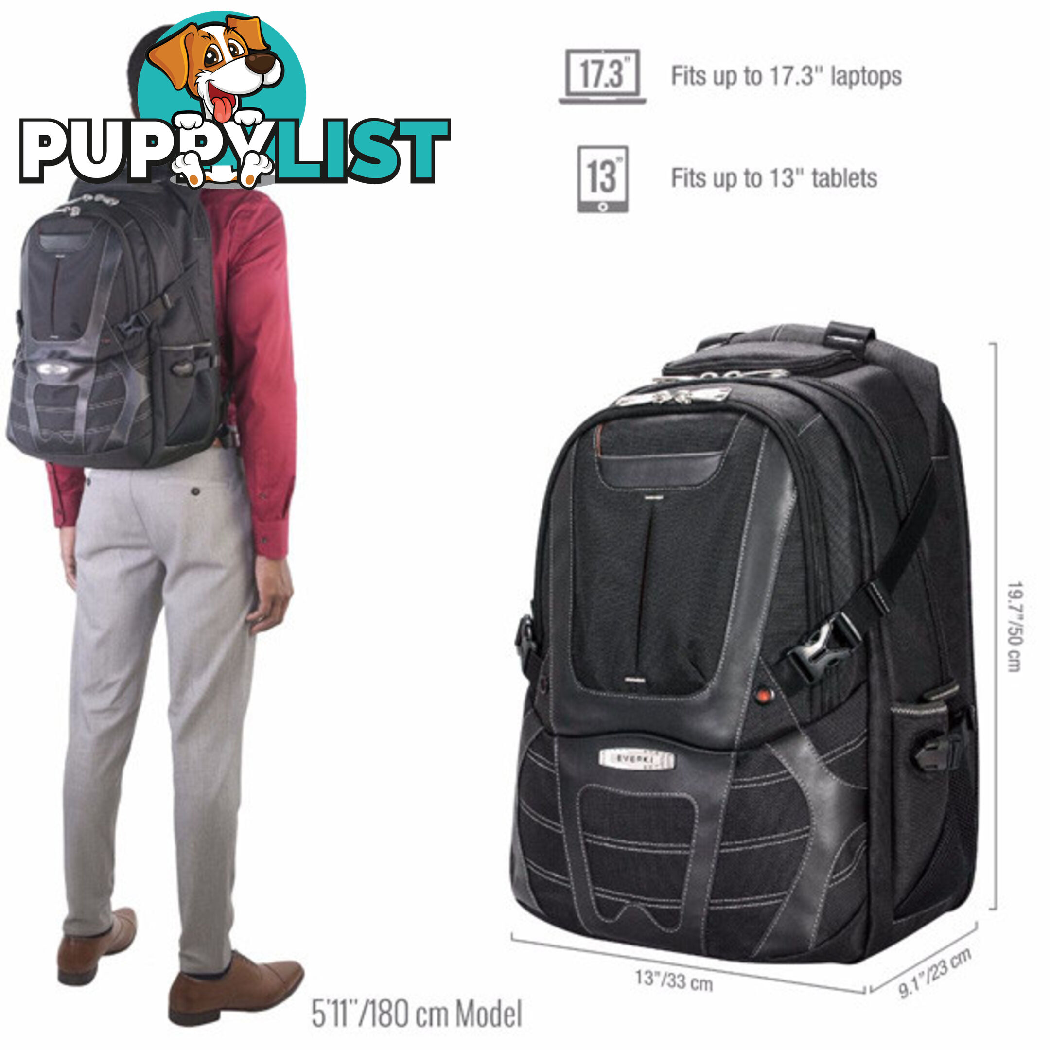 Everki Concept 2 Premium Travel Friendly Laptop Backpack 17.3" EKP133B - Free Shipping In Australia