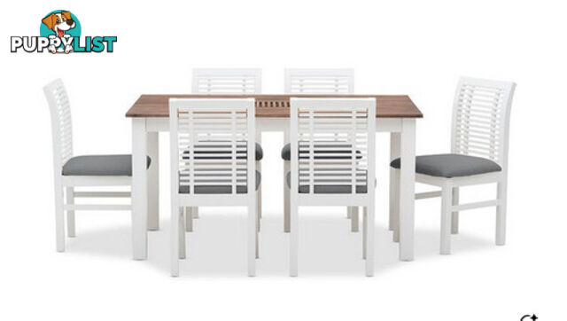 Amart Brand New in Box Dining Table. Also 6 Dining Chairs(used in great condition). 