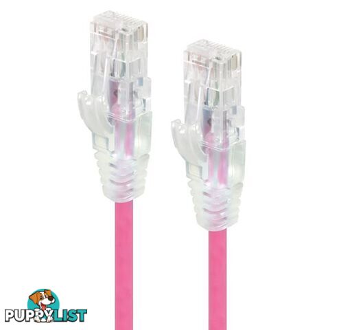 Alogic C6S-0.30PNK 0.30m Pink Ultra Slim Cat6 Network Cable UTP 28AWG - Alogic - 9350784011596 - C6S-0.30PNK