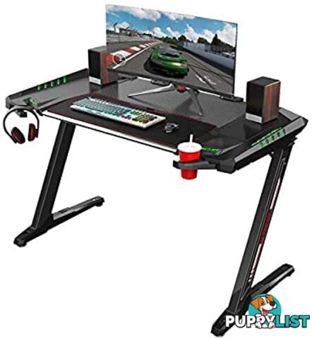 Eureka ERK-EDK-Z2 Ergonomic Z2 PC Gaming Desk with RGB Lights, Retractable Cup Holder & Headset Hook - Eureka - 6941471165802 - ERK-EDK-Z2