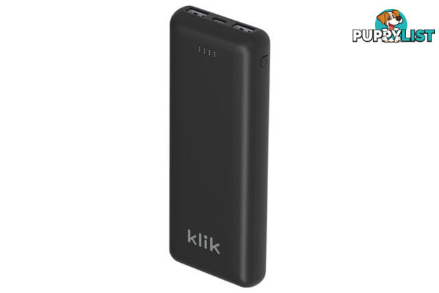 Klik KPB200BK 20000mAh Dual Port Power Bank Charger - Black - Klik - 9332902020192 - KPB200BK