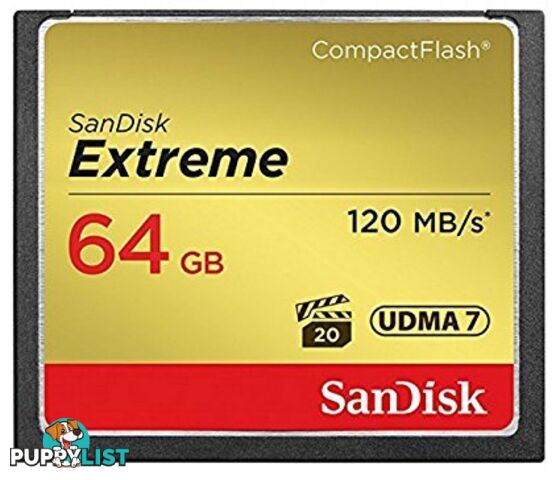 SANDISK SDCFXSB-064G-G46 Extreme CF 64GB 120MB/s read 85MB/s write - Sandisk - 619659123710 - SDCFXSB-064G-G46