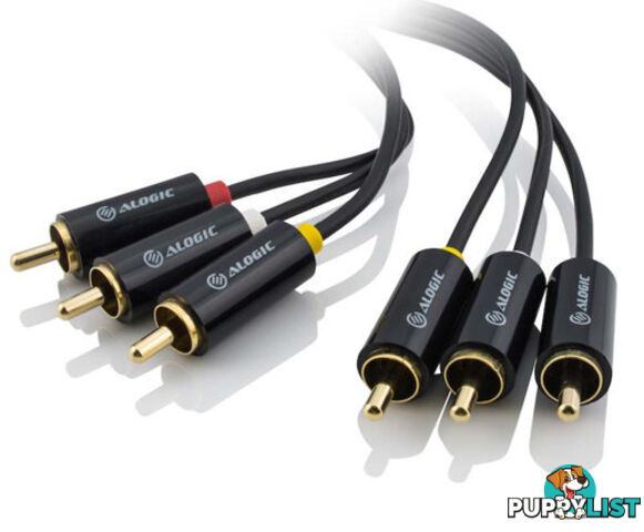 Alogic 3RCA-3RCA-05 Premium 5m 3 RCA to RCA 3 Composite Cable Male to Male - Alogic - 9319199858745 - 3RCA-3RCA-05