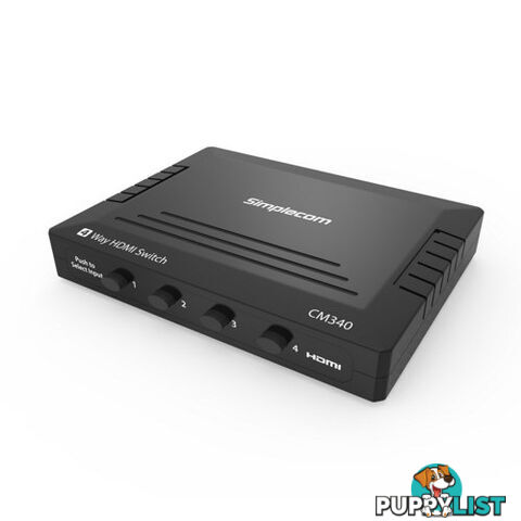 Simplecom CM340 Mechanical 4 Way Manual Push Button HDMI Switch Box 4 Port 4K UHD HDCP - Simplecom - 9350414001072 - CM340