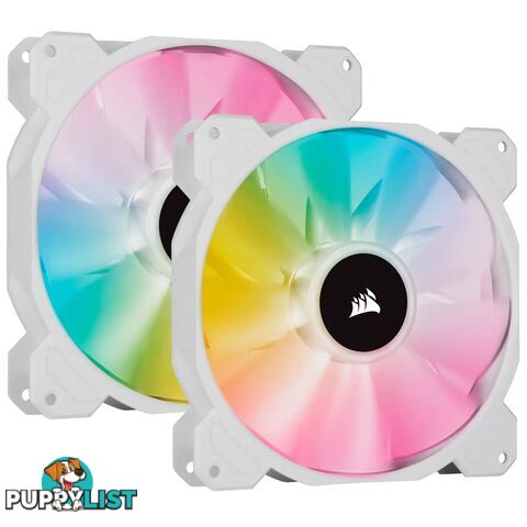 Corsair CO-9050139-WW White SP140 RGB ELITE 140mm RGB LED Fan with AirGuide 68 CFM Dual Pack with Lighting Node CORE - Corsair - 840006637790 - CO-9050139-WW