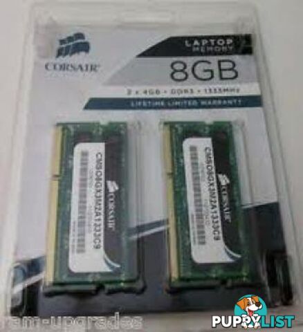 Corsair 8GB (2 x 4GB) CMSA8GX3M2A1333C9 DDR3 1333 Memory for Apple - Corsair - 843591016124 - CMSA8GX3M2A1333C9